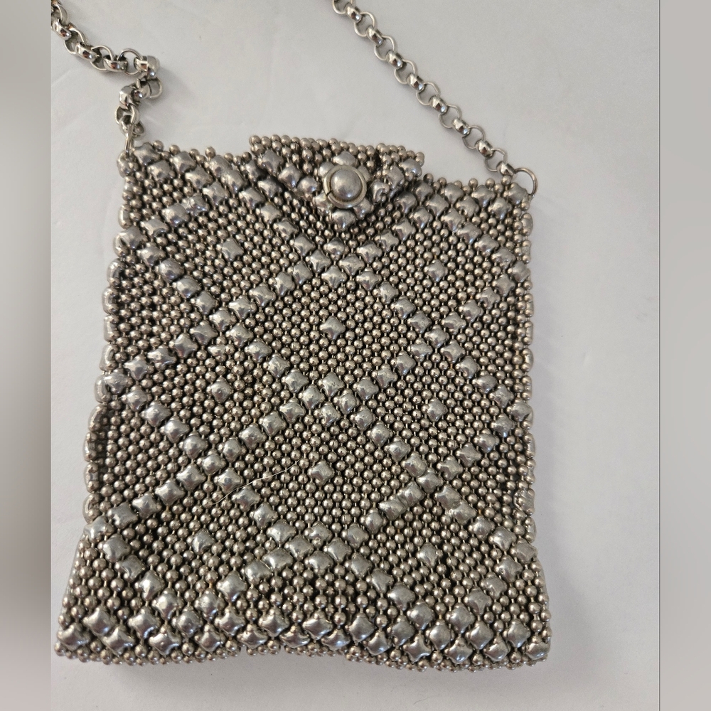 Elegant Silver Beaded Women's Bag